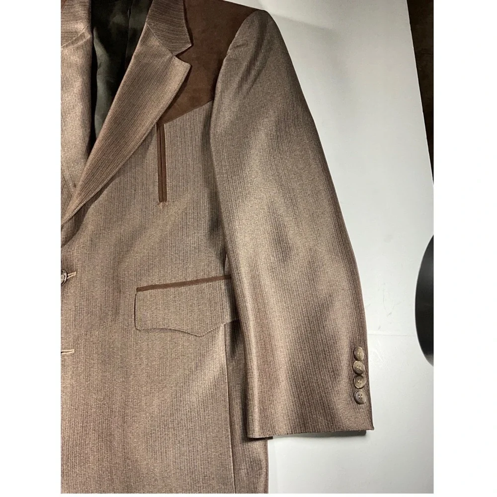 Sheplers Vintage Western Blazer Brown Faux Suede Yoke Sport Coat Mens 42R